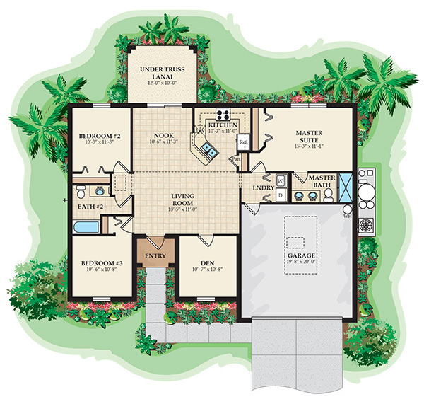 Jade 3 bedroom 2 bath plus Den Floor Plan :: DSD Homes